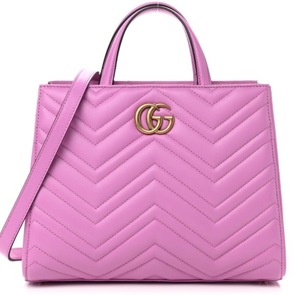 GUCCI Calfskin Matelasse Small GG Marmont Tote Candy Pink NEW WITH DUSTBAG - Picture 1 of 13